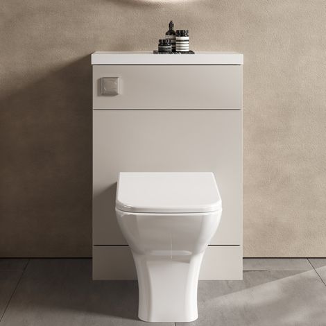 Hudson Reed Fusion Compact WC Unit with Polymarble Worktop 600mm Wide - Pebble Grey (1/5)