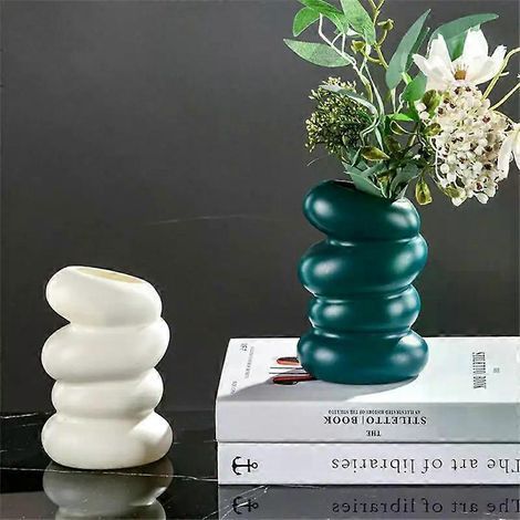 Vase à fleurs en céramique Ins. vases hydroponiques nordiques. décoration de chambre créative. mini pots de fleurs en bouteille. ornement de bureau (1/4)