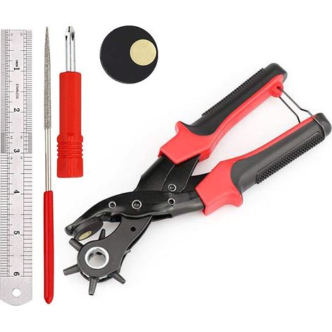 Pince à percer manuelle pour ceinture, poinçon rotatif multifonction 6 trous ronds pour cuir et plastique (1/5)