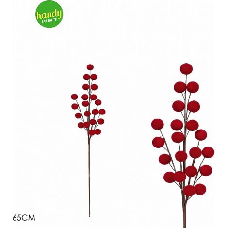 Ramo Natalizio General Trade con Bacche Rosse H 65 cm