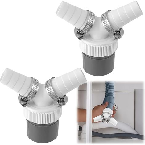 Adaptateur de drainage, double raccord, répartiteur en Y, à 2 voies, pour tube de 40 mm de diamètre et entrée de 18 à 24 mm de diamètre, double raccord en Y, avec collier de serrage (1/5)