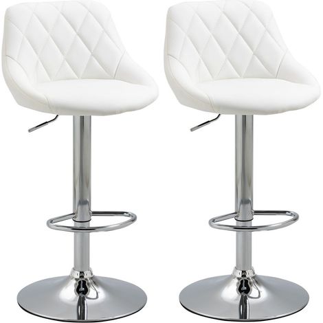 SET 2 SGABELLI DA BAR CON SCHIENALE E ALTEZZA REGOLABILE INDUSTRIAL BIANCO (1/5)