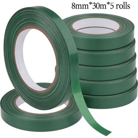 Ruban adhésif floral vert, ruban imperméable pour emballage de fleurs, convient aux bouquets, 8 mm x 30 m x 5 rouleaux (1/5)