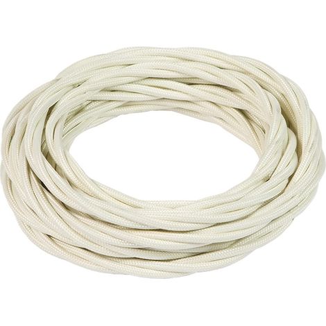FANTON cavo elettrico tessile colore avorio treccia seta 2mt 3G0,75 filo rivestito in tessuto vintage stile retrò per lampadari applique 93826-02