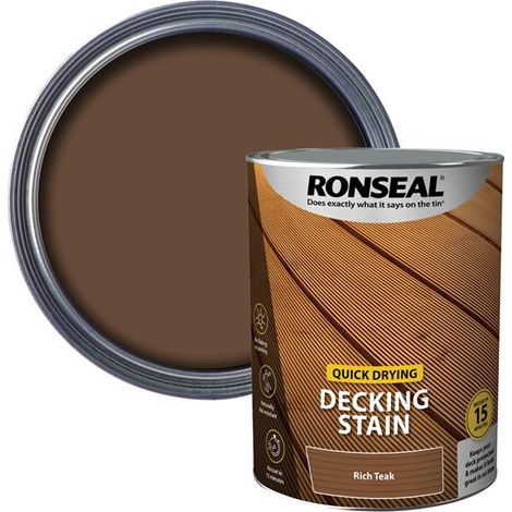 Ronseal Quick Drying Decking Stain Rich Teak 5 litre