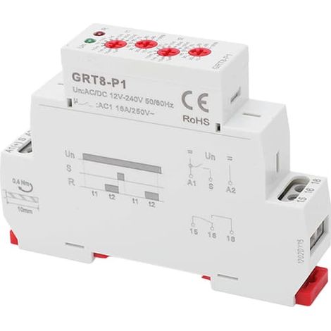 Module relais temporisé multifonctionnel avec interrupteur à impulsions et indicateur LED AC/DC 12-240 V (1/5)