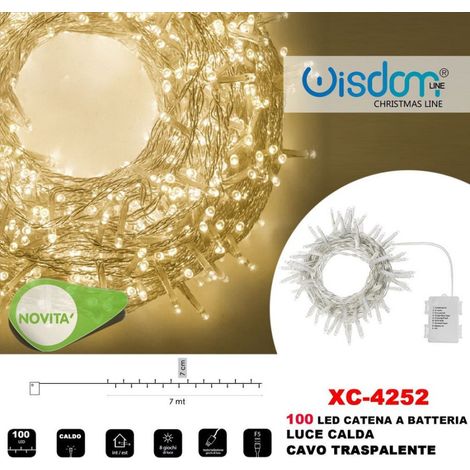 Trade Shop - Cadena De Luces 100led Luciérnagas Con Pila Cable Transparente Luz Cálida Xc-4252 -
