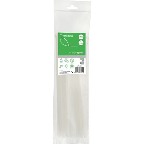 Lot De 100 Colliers Serre Câble Plastique Blanc 300x3,6mm - Ultra Résistant Polyamide 6.6 - Schneider (1/3)