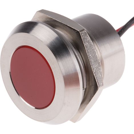 Voyant LED lumineux Rouge RS PRO, dia. 22mm, 220V c.a., IP67 ( Prix pour 1 ) (1/2)