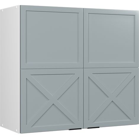 Mobile da cucina in vetro Fame-Line, Blu-grigio chiaro, 80 cm, Vicco