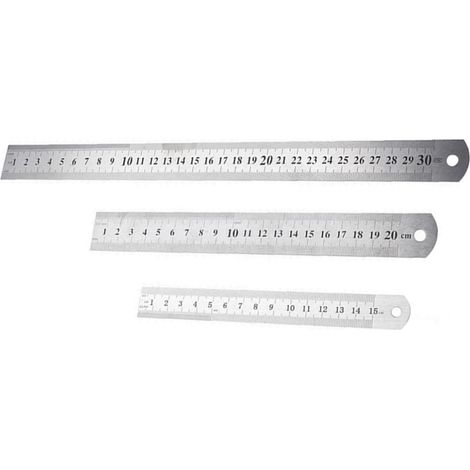 Ensemble de 3 règles mesure à double échelle en acier inoxydable (1/5)