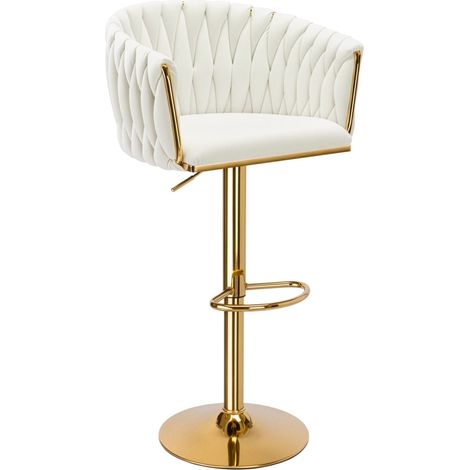 Sgabello da bar Cofton color oro crema e bianco. (1/5)