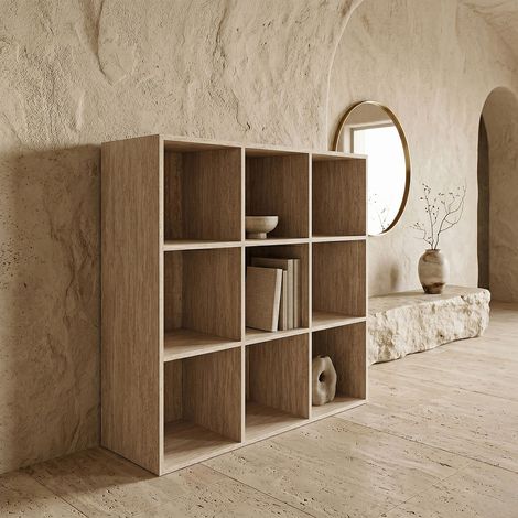 Rangement Modulable 9 Cases - HOME DECO FACTORY - Pietra - Modulable - Polyvalent - Blanc et Beige (1/4)