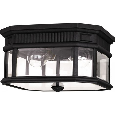 Elstead Cotswold Lane - 2 Light Outdoor Flush Deckenleuchte Schwarz IP44, E27 (1/2)