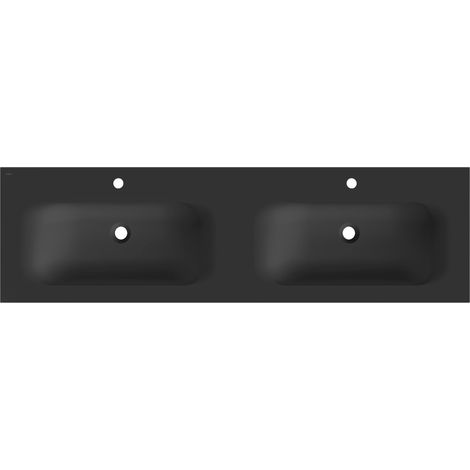 Mexen Vela lavabo empotrado en encimera doble 161 x 46,5 cm, negro mate - 25231671D (1/3)