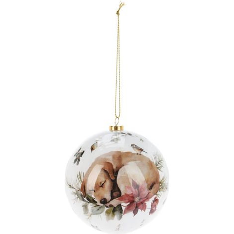 Sfere per albero di Natale in polistirene per decorazione natalizia Ø 10 cm -Cane Dormiente (1/4)
