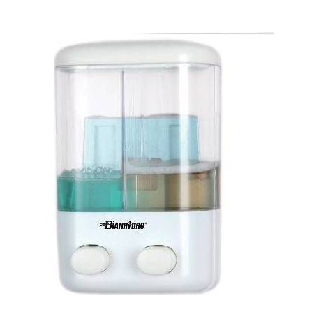 DISPENSER DI SAPONE LIQUIDO A PARETE DUE VANI Misura: Lt 0.48 x 2  - H. 220 mm