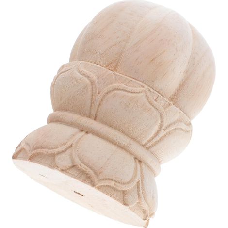 Embouts de Poteau en Bois Motif Lotus Rond pour Loisirs Créatifs Chapeaux de Poteaux Escalier, Capuchons de Poteaux de Balustre, Décoration pour Escaliers et Meubles (1/5)