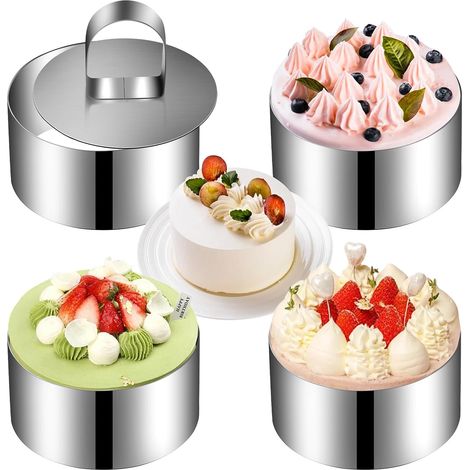 Anillos para postres de 8 cm, anillos para servir, anillos para repostería, anillos redondos para pasteles, anillos de acero inoxidable para mousse, mini anillos para pasteles, anillos pequeños para r (1/5)
