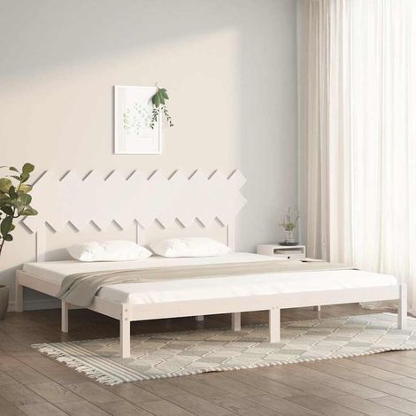 Lit double pour adulte - Cadre de lit Blanc 200x200 cm Bois massif BV859299 - BonneVie (1/5)