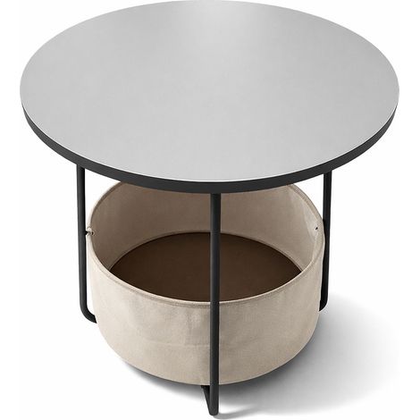 Runder Beistelltisch mit Aufbewahrungskorb, Metallgestell