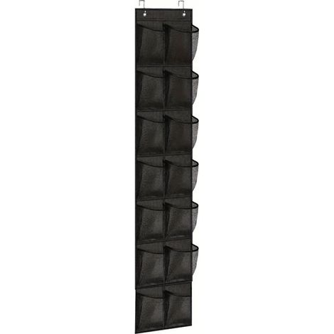 Hängende Schuhbeutel mit 12 Fächern – Schuhschrank – Schuhaufbewahrungssystem – Schwarz – Mehrschichtiges Design – 165 x 29 cm (1/5)