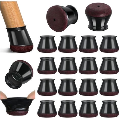 Protection Pied de Chaise, Patins pour Chaises en Silicone avec Feutre épaissi, 16 pièces Noir Petit Patin de Chaise Protections Tampon de Sol, réduire Les Rayures (1/5)