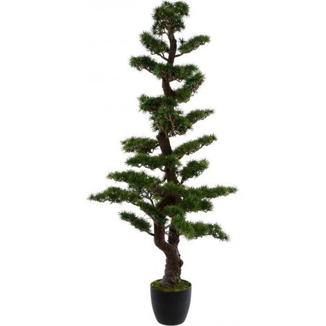 Atmosphera – Plante verte artificielle Bonsaï en pot H 149 cm – Tronc texturé et branches détaillées – Pot avec mousse décorative – 6,2 kg (1/6)