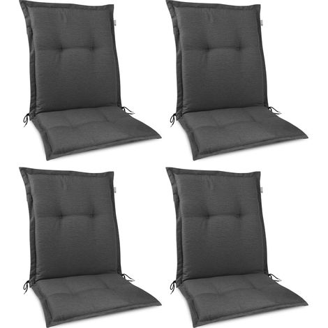 Beautissu HighLux NL Coussin dossier bas Coussin exterieur jardin 105x50cm  Set de 4 - Épaisseur 7cm – Fait en UE – Coussin dossier chaise pour mobilier de jardin – Résistance UV	Anthrazit