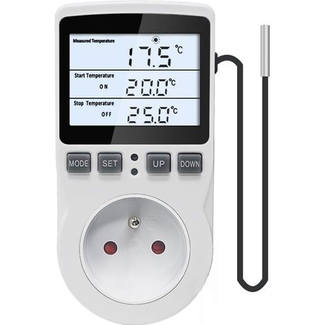 Presa termostato con sonda da 3 metri 220 V, regolatore di temperatura con presa digitale con retroilluminazione LCD, regolatore di temperatura per incubatrice frigorifero serra (1/5)