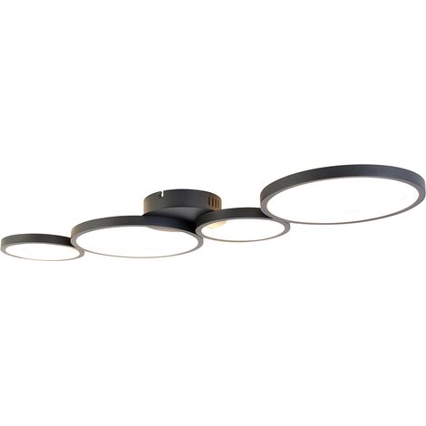 QAZQA Lampada da soffitto lupolo - Moderno - Alluminio,Acciaio,Plastico - Nero - Oblungo (non sostituibile) LED Max. 4 x 40 Watt (1/5)