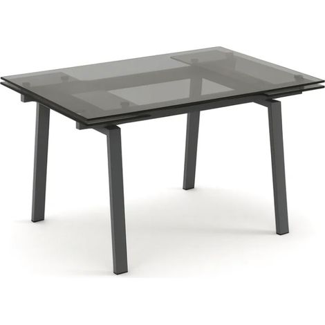 Jackson,  Tavolo allungabile con top in vetro temperato Trasparente (80cm X 140/200cm H. 76cm)  Duzzle (1/4)