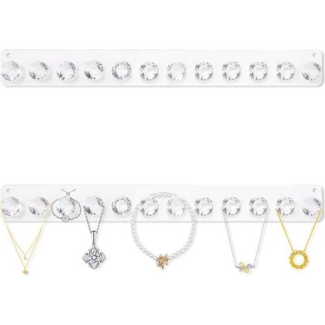 Stück selbstklebende, wandmontierte Schmuckhalter, Aufbewahrung für Halsketten, transparentes Acrylmaterial, minimalistisches Design mit 12 Haken (1/4)