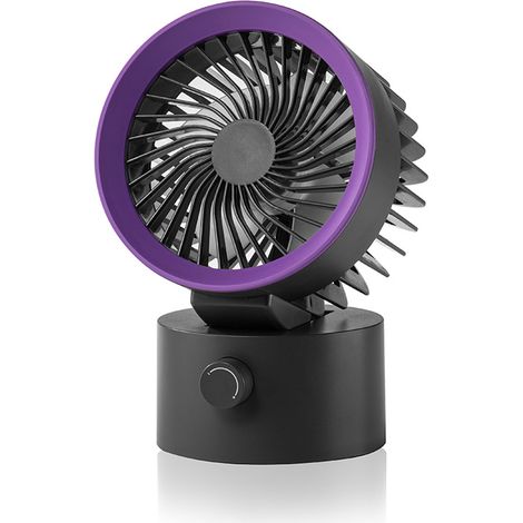 Ventilateur de bureau oscillant rechargeable par USB – Gris (convient pour la maison, la chambre et le bureau) (1/4)