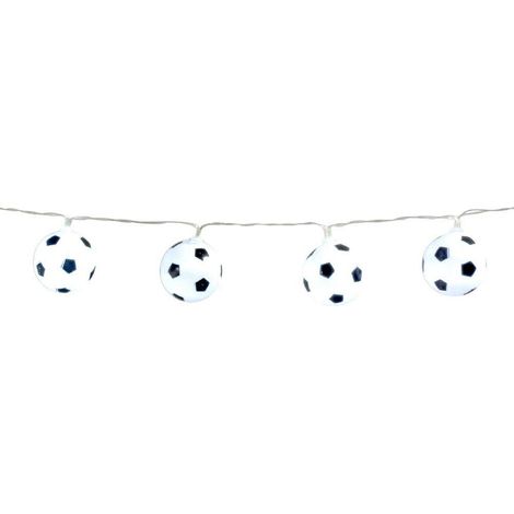 Boland 62518 - Catena di luci a LED a forma di pallone da calcio, lunghezza 140 cm, tipo di batteria 2xAA, WM, EM, Puplic Viewing, decorazione, carnevale (1/3)