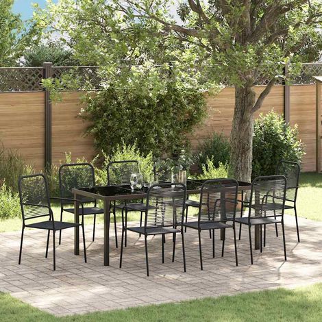 Conjunto de Comedor de Jardín 9 pcs Negro vidaXL (1/5)