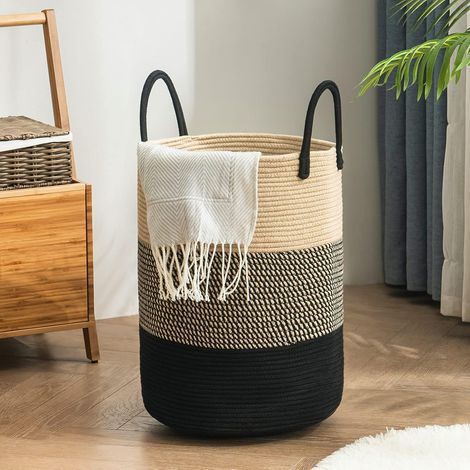 Panier à linge en corde tissée par , panier à linge haut de 58 L, panier à linge pour chambre de bébé pour le rangement des couvertures, panier à linge pour le linge dans la chambre à coucher-grand-no (1/5)