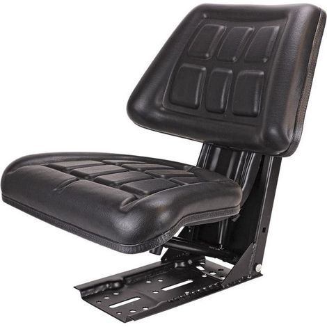 Dema – Siège tracteur rembourré noir – Assise ergonomique 480 x 340 mm – Dossier non réglable – Base acier résistante