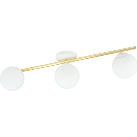 Lampada a Soffitto Splendi, Acciaio verniciato a polvere, Vetro, Bianco, Oro, 80x20x29 cm