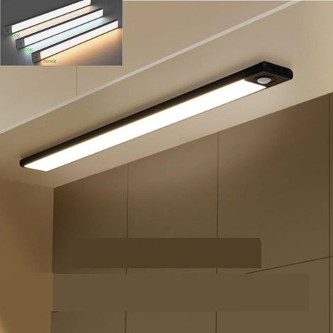 Éclairage sous meuble et plan de travail avec détecteurs de mouvement, ruban LED rechargeable sans fil, trois températures de couleur, noir, 30 cm (1/5)