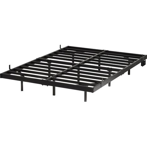 Cama plataforma 140 x 190 cm de metal negro con LED y estación de carga (1/5)