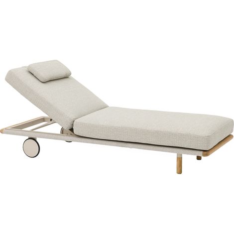 PROLOISIRS Lit bain de soleil - EVEN - Aluminium / Teck FSC / Rope W.Mocha - Naturel