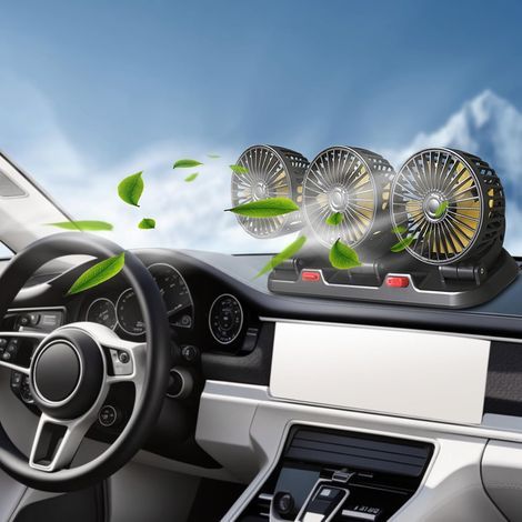 Car Fan with 3 Heads, 360° Rotation, 5V/12V/24V, for Camper Van and Office (1/5)