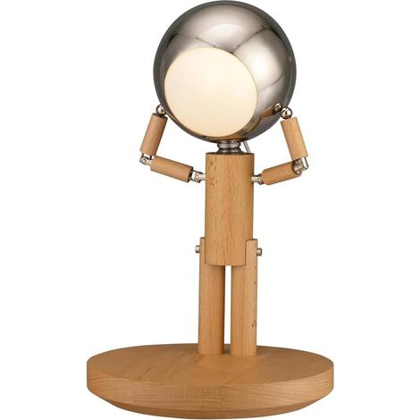 Lampe de Table Robot Bois LED Sans Fil Bras Réglables Intensité Variable (1/3)
