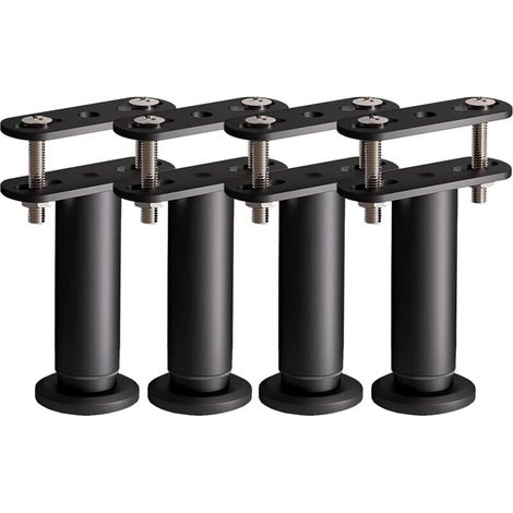 Ensemble de 4 pieds de support de lit réglables en hauteur avec pattes de connexion pour cadre de lit/sommier à lattes/meubles. Pieds de support en métal robuste (180 mm-310 mm). (1/4)