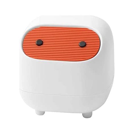 Ahlsen Desktop-Mülleimer, Schlafzimmer-Mülleimer, Tier-Cartoon-Mülleimer, Mülleimer, Push-Typ, Schreibtisch, Tisch mit Deckel, Weiß (1/5)