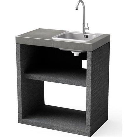 TUOZI - Module de support KITAWAY pour Barbecue en Béton Préfabriqué (Blanc, Gris - 84 x 63 x 63 cm) - Usage Extérieur