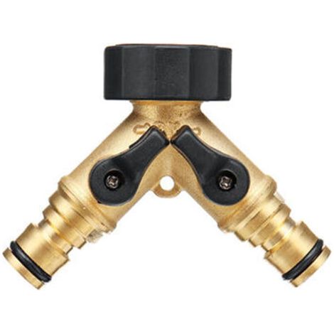 Alovez - 2 Voies Y Forme Tuyau Separateur De Tuyau Adaptateur D'Irrigation Connecteur Pour Tuyau D'Arrosage En Laiton Rapide Connecteur Grip Robinet (1/4)