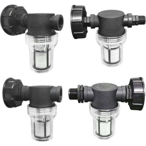 Connecteur de fût IBC - - 16,3×14×14 cm - Filtre intégré réutilisable - Filetages 1/2 pouce & 3/4 pouce - Plastique non toxique (1/4)