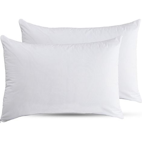 Sollbry Juego de 2 fundas de almohada de 50 x 70 cm - Suave y cepillada, tacto piel de melocotón - Blanco (1/5)